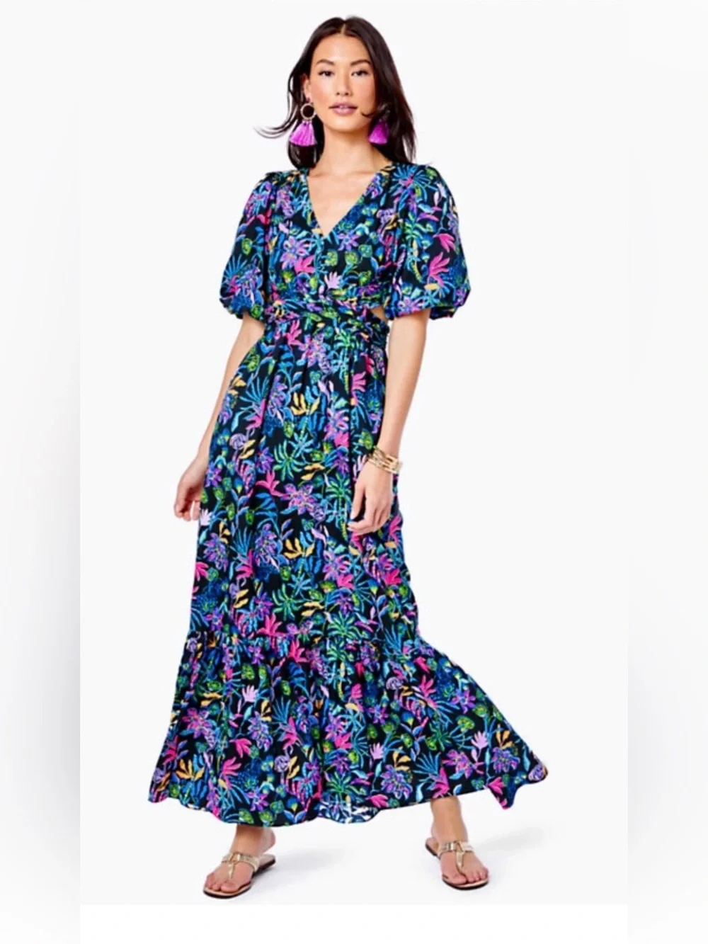 lilly pulitzer flowy dress Lilly Pulitzer Womens Amiria Maxi Dress Capri Blue Rosanna XXS One Size at  Amazon Women's Clothing store